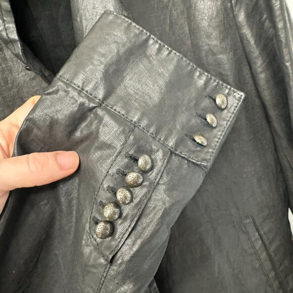 JOHN VARVATOS Waxed Coated Linen Shirt Jacket (sz. 48) - Picture 6 of 12